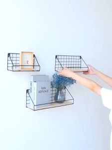 Kệ Sắt Treo Tường Đáy GỗKệ Trang Trí Nhà Cửa Decor PhòngGiá Để Đồ Treo TườngTặng Kèm Đinh Miếng Dán-HAUSE