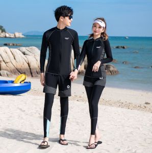 🇲🇾STOCK KL (SET) (FREE 1 CAP) Plus Size Rearguard Premium UV Protect Men Women Couple Swimsuit Swimming Swimwear Diving Beach Surf Snorkeling Long Sleeve Zip Baju Berenang