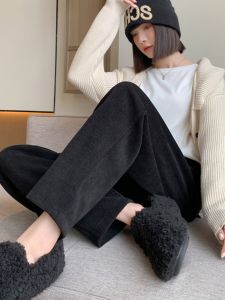 European Cotton Velvet Match with Martin Boots Pants Womens Autumn and Winter 2024 New Arrival Small Harem Skinny Jeans Grandmas Pants Cigarette Pants