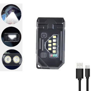 Mini USB Rechargeable LED Torch Light Portable Magnet Flashlights Super Bright Camping Lantern Side Red+blue COB Emergency light