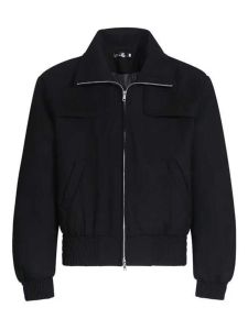 Cleanfit Black Short Woolen Jacket Mens Trendy High-End Stand Collar American Pilot Jacket Versatile Long Sleeve Fashion Urban Style