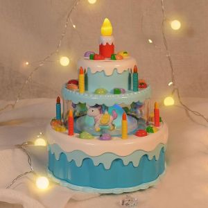 Malaysia Ready Stock Kids Electric Birthday Cake Toy Rotating Play Set With Light & Music