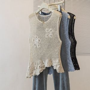 AIYITI | Áo Thun Không Tay Thiết Kế Pháp Hoa Văn Ren