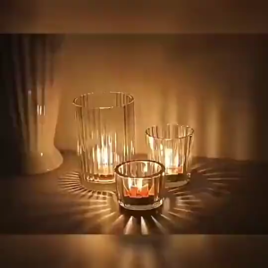 3Pcs Transparent Round Glass Candle Holder Candle Cups Home Decor Tealight Holder for Wedding Table