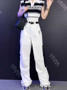 MANMI | High Waist Easy Pairing Slim Fit Flowy White Trousers Casual Workwear Pants