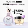 Combo 2 SUPER SERUM OLAY SỨC MẠNH TỪ 5 DƯỠNG CHẤT TRONG 1 - Chai 30ML Và Kem Dưỡng Ẩm OLAY TOTAL EFFECTS Ban Đêm 50G. 