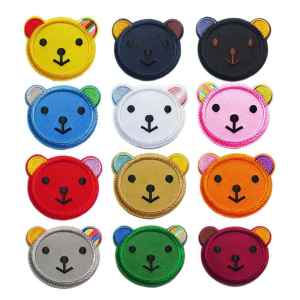 Adorable Small Size Bear Fabric Patches Childrens Pants Knee Repair Decorative Stickers Self Adhesive Bear Head Stickers