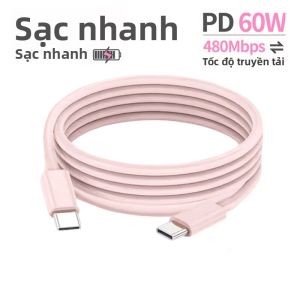 Cáp Sạc Nhanh PD 60W Type C To Type C 1M/2M/3M Cho iPhone 15/16 Samsung Xiaomi Huawei - Phụ Kiện Điện Thoại Hỗ Trợ Truyền Dữ Liệu Và Sạc