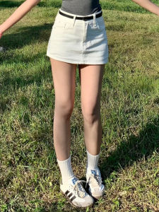 Váy Ngắn Denim Cạp Cao Phong Cách Mỹ Cho Nữ Mùa Hè Mới Gợi Cảm Thon Gọn Thanh Lịch Cao Cấp Váy Ngắn Chữ a Màu Trơn