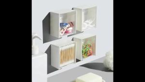 1PC Wall Mounted Cotton Pad Storage Boxes Dustproof Bathroom Organizer for Cotton Swabs Makeup Adhesive Jewelry Holder Box