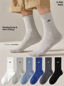 miiow | Mens Long Tube Socks Anti-Odor Antibacterial Sports Cotton Anti-Slip Anti-Ball Brand MiiOW Black Color Mid-Calf Tube Socks