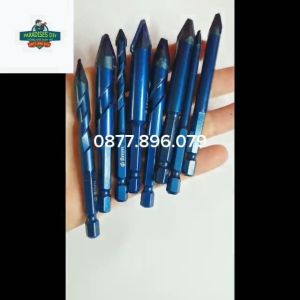 Bộ 4 mũi khoan đa năng chuôi lục giác cao cấp màu xanh cho khoan máy bắn vít khoan gạch đá granit tường bê tông gỗ.