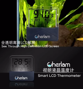 Cherlam Smart Aquarium Thermometer High Precision LCD Touch Screen Alarm Blinking See Through Screen
