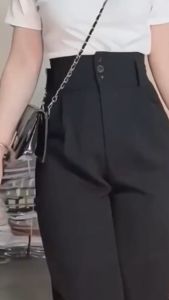 Quần Tây Đi học 3 Khuy dáng Baggy Lưng cao Vải Tuyết mưa cao cấp thiết kế thời trang cá tính có bigsize 90kg