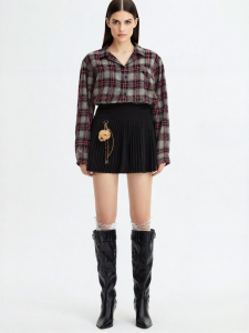 Cute Bear-head Simple Solid Color Comfortable Ladies Midi Skirt