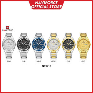 Đồng Hồ Naviforce cho nam giới bạc Thép không gỉ chống nước ban đầu ngày & ngày kinh doanh Đồng hồ đeo tay thạch anh nf9218