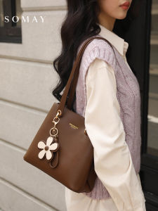 Womens Large Capacity Tote Bag Single Shoulder Underarm Commuter Bucket Bag Fashionable Magnetic Buckle Closure PU Leather