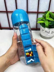 Portable Multi-Functional Large Capacity Outdoor Carry-On Water Bottle Medicine Box Week-Long Partition Personal Cup