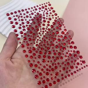 1Pcs 3D Red Gems Face/Eye Tattoos Stickers Disposable Shiny Rhinestones Self-Adhesive Sticker for Party Makeup Stage Show Decor