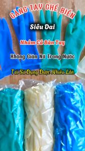 Găng tay Chế Biến Thủy Sản - 50 Đôi. Siêu dai cổ cao nhám cả bàn tay không giản nở trong nước dùng nhiều lần