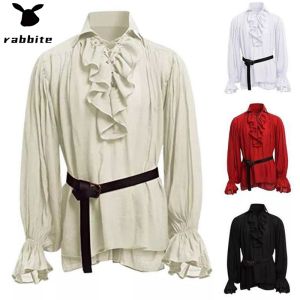 Medieval Renaissance Pirate 18th Century Duke Men Shirt Long Sleeve T-Shirt Cosplay