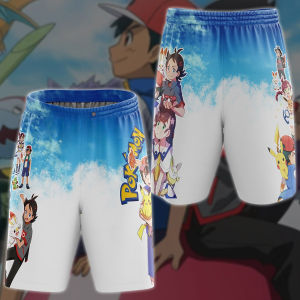 Bandai | 2026 Anime New Pok É Mon Ash and Elf Shorts Casual Sports T-shirt Mens Summer Loose Parent-child Fashion Shorts Plus Size