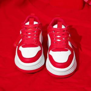 Wedding Shoes Women 2024 New Thick Bottom Heightening Engagement Show Heel Marriage Process Chinese Red Board Shoes Comfortable Cross Buckle Stitching Increase Height Wedding Ceremony Shoes