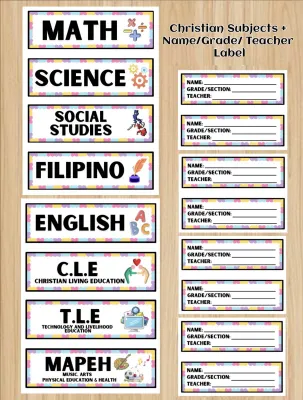 Stickers Label for notebook (8 subjects + 8 name/grade/section/teacher)