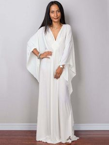 Greek Goddess Dress Retro Waist-Controlled Pure White Dress Holiday Dress V Neck Holiday Elegance Stylish Dress