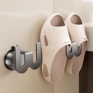 Bathroom Shoe Rack Suction Cup Wall Waterproof Hooks No Drilling Shoe Drying Slipper Rack Bathroom Slipper Hook Drainage Holder