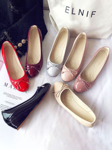 หนัง รองเท้าส้นเตารีดเดี่ยว ผู้หญิง ฤดูร้อน ส้นปานกลางทาสี หนัง สลิปออน โบว์ รายละเอียด ลำลอง รองเท้าส้นเตี้ย ฤดูใบไม้ผลิ ฤดูใบไม้ร่วง นุ่ม พื้นรองเท้า