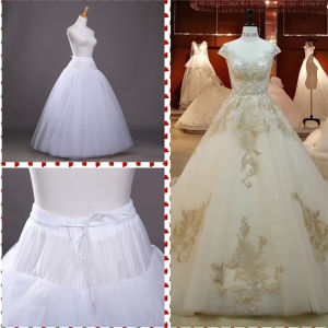 White Tulle Petticoat for A Line Style Wedding Dress 4-Layers No Hoops Bridal Wedding Accessories Long Petticoats Underskirt