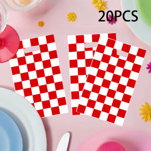 20Pcs/40Pcs Party Gift Bags Red and White Checkered Gift Bags Suitable for Birthdays Festivals Parties Events Party Gift Packaging Bags Party Small Gift Packaging Bags Event and Party Supplies