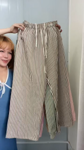 【Buy 1 Take 1 】 Double Pockets Striped Wide-Leg Pants & Trouser Bundle - Casual Loose Fit Full Length
