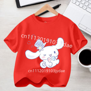 52TOYS | 2026 Summer Casual Clothes Kawaii Gift Cute Cinnamoroll Girl T-shirt Cotton Anime Print Tee Shirt Kids Short Sleeve Streetwear
