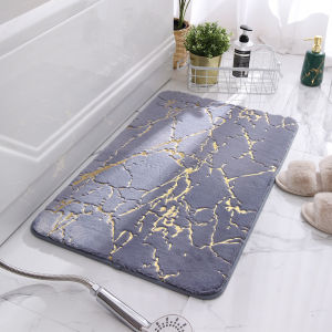 Japan Marble Bathroom Rugs Nonslip Black Gold Bathroom Mats Ultra Soft Washable Bath Mats Bathroom Floor