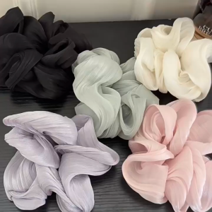 Scrunchie Wave Bahan Satin Kilau Wanita Ikat Rambut Cepol Hijab Gelombang Shinny Kain Elastis Hair Band Glossy Korea Fashion Style