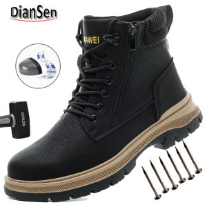 Mens Work Boots: Steel Toe High Top Safety Shoes - Waterproof Anti-Puncture Non Slip & Anti-Smash Indestructible Hiking Boots