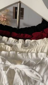 4 màu mặc 2 kiểu cột nơ trước/sau chất gió mịn ít nhăn áo bo chun co giãn tay ngắn bồng đuôi xoè cam kết nhận hàng như video shop tự quay BUNNY TOP