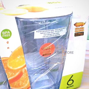 TERMURAH 6 PCS GELAS PERSEGI GOLDEN DRAGON 851 400ML T13CM FOODGRADE DAN SNI / BISA COD
