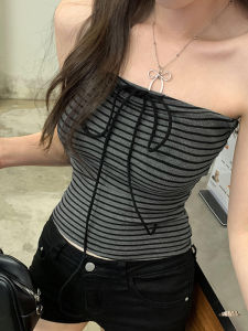 Áo Ba Lỗ Hở Vai Kẻ Sọc Mới Của Dongda Gate Dành Cho Nữ Mùa Hè Ngoài Trời Áo Khoác Ngoài Đẹp Thiết Kế Cổ Tròn Tay Ngắn