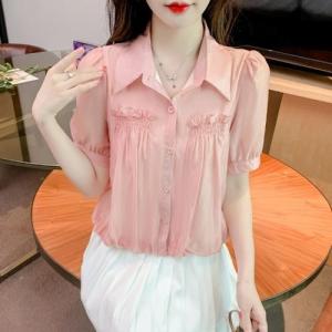 NUANKONG | Short Sleeve Slimming Tummy Control Fashionable Young-looking Designer Small Group Shirt Set