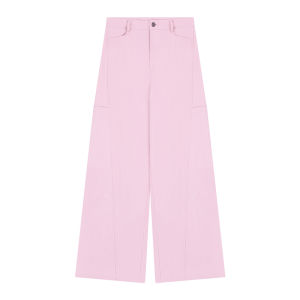 กางเกงทำงานผู้หญิงทรงหลวมสบาย ๆ สีขาว กางเกงขายาวทรงตรงเอวต่ำ กางเกงขายาวสไตล์เกาหลี ทรงสลิมฟิต กางเกงขายาวทรงตรง