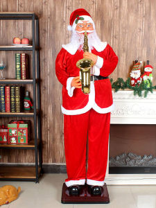 Christmas Decorations 1.8 M Electric Saxophone Music Santa Claus Mall Hotel Scene Layout Ornaments