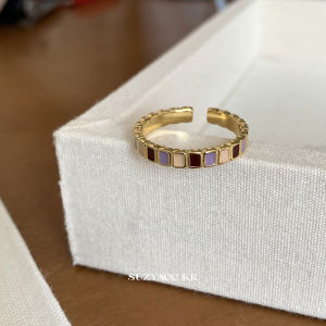 Suzyacc Kr Caramel Taro Colorful Drip Glaze Ring for Women Luxury Sensation Finger Ring Small Niche Design Alloy/Plated Silver/Plated Gold