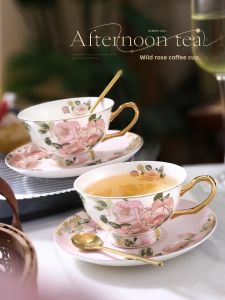 Nosin Norxuan French Style Florals Accessible Luxury Pottery Bone China Coffee Cup and Saucer Suit Exquisite Afternoon Tea Cup Water Cup