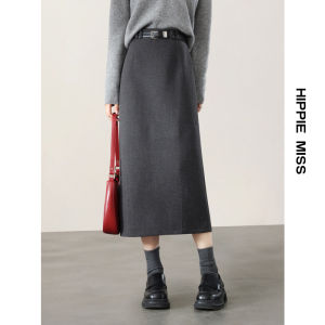 HIPPIE MISS | Hippie Grey Long Mid-calf Skirt