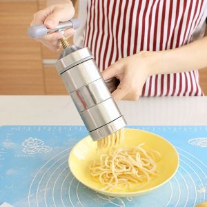 Khuôn Máy Ép Làm Bún Tươi Mỳ Sợi Mì Nui Mini 5 Đầu Cắt Inox Cho Nhà Bếp Gia Đình