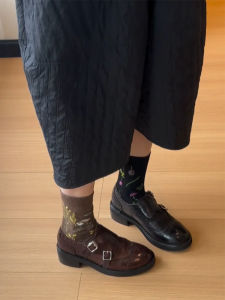 French Style round Toe Soft Bottom Leather Loafers Womens Fashion Casual Slip-On Shoes Buckle Detail Casual Spring Footwear