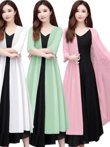 Womens Spring Summer Long Sleeve Cardigan Outerwear Mesh Sun Protection Loose Fit V-Neck Bamboo Charcoal Fiber Coat